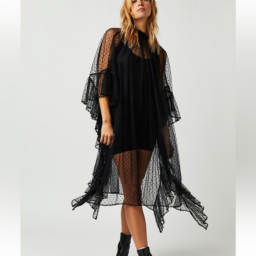 Free People Swiss Dot Ruffle Kaftan